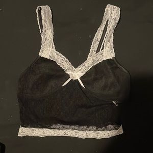 Black & white sexy lace top